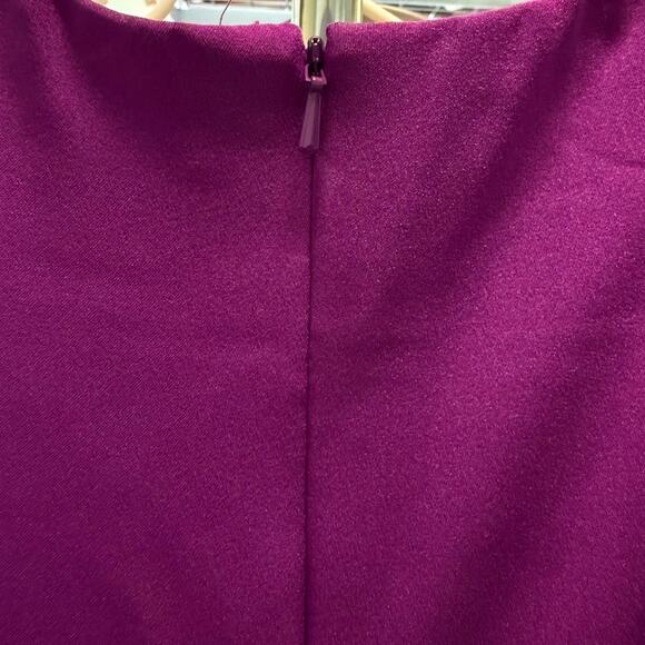 Mac Duggal 55805 Purple Feather Hem Satin Trapeze Swing Cocktail Dress Sze 2 NWT - Picture 5 of 7